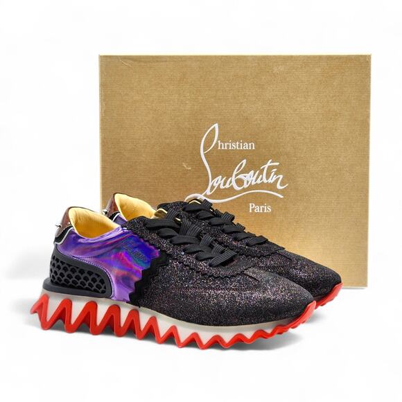 Christian Louboutin Loubishark Glitter Iridescent Sneakers EU 43 US 10 - $995